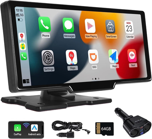 Carplay Single Din Car Stereo 7 Inch Fold up Touch Screen Car Radio Android Auto Support Bluetooth/Fm Radio Receiver/Gps/Dual USB/AUX/TF/SWC MP5 Player, AHD Reversing Camera